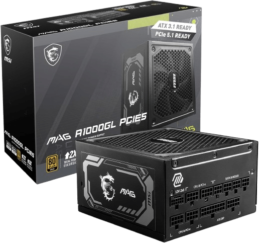 MSI MAG A1000GL PCIE5 ATX 3.1 80+ Gold Fully-Modular Power Supply