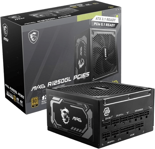 MSI MAG A1250GL PCIE5 ATX 3.1 80+ Gold Fully-Modular Power Supply