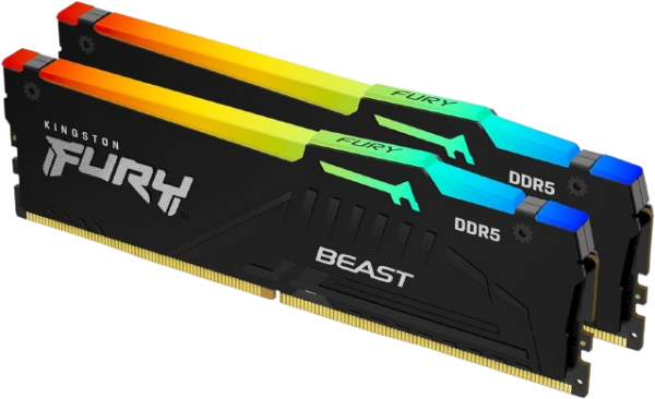 KINGSTON Fury Beast RGB 64GB (2x32GB) DDR5 6400MHz CL32 RAM - Black